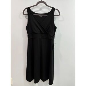 NEW Eddie Bauer Black Sleeveless Athletic Wrap Style Dress Midi Stretch Women M